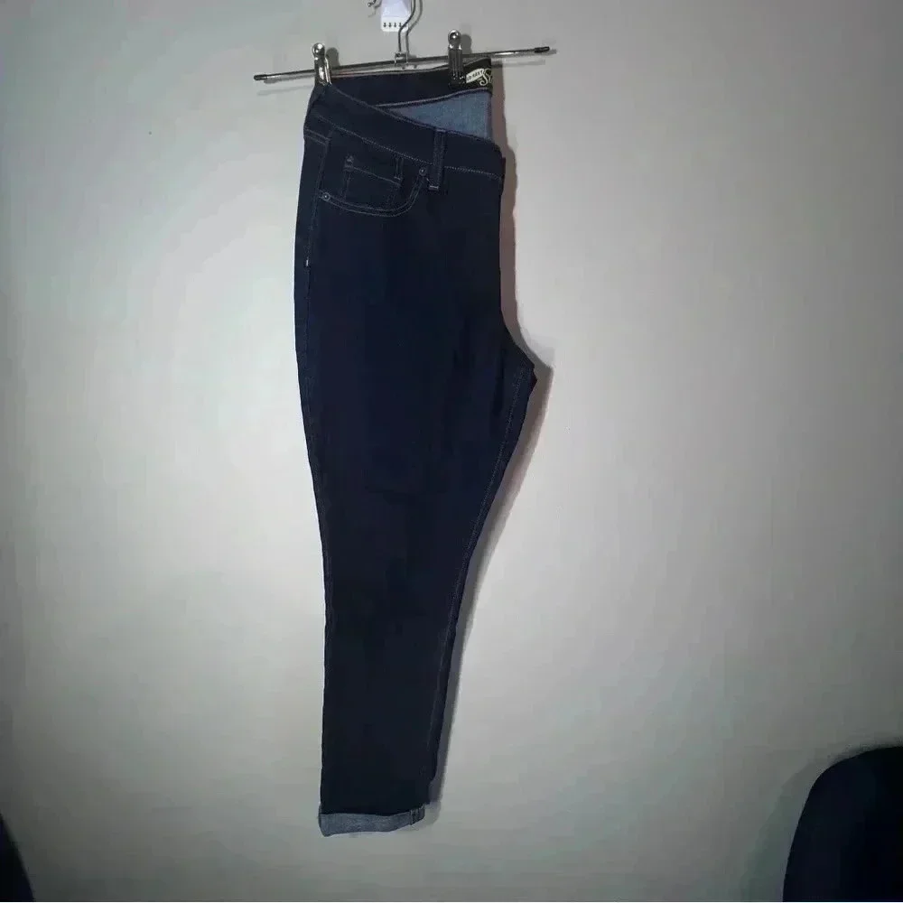 OLD NAVY Sweat Heart Skinny jeans rolled up ankle high rise dark size 12R